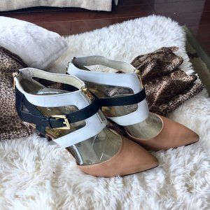 Michael Kors Closed Toe Nude/White/Black Sandals